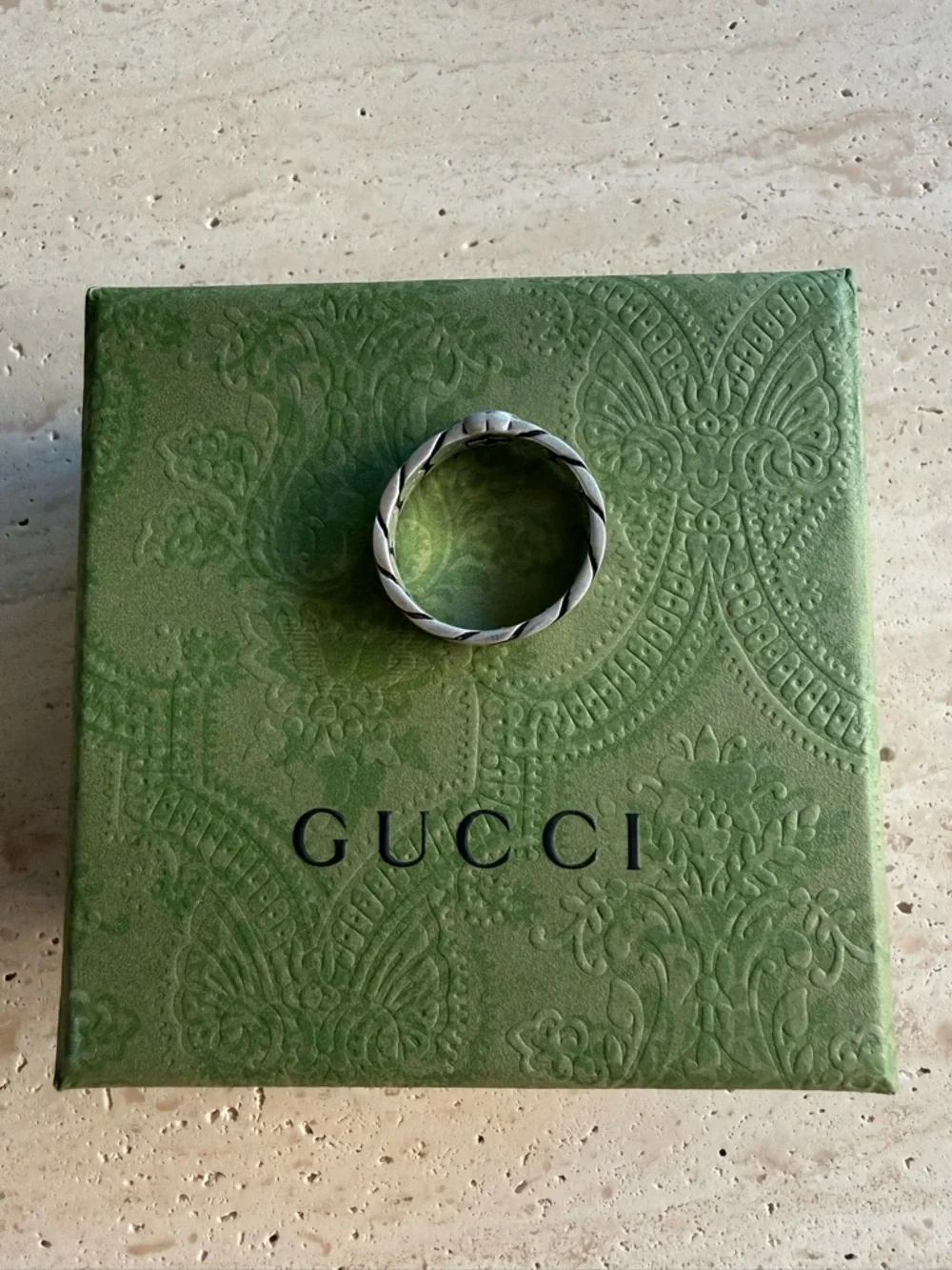 NWB GUCCI WIDE INTERLOCKING STERLING SILVER RING DESIGNER SZ: 21 - Picture 7 of 15